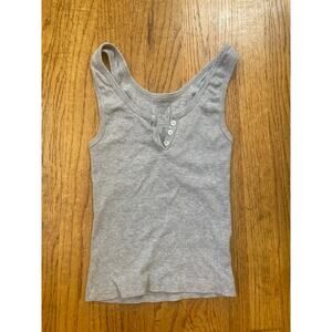 Full Tilt gray ribbed tank with 3 buttons